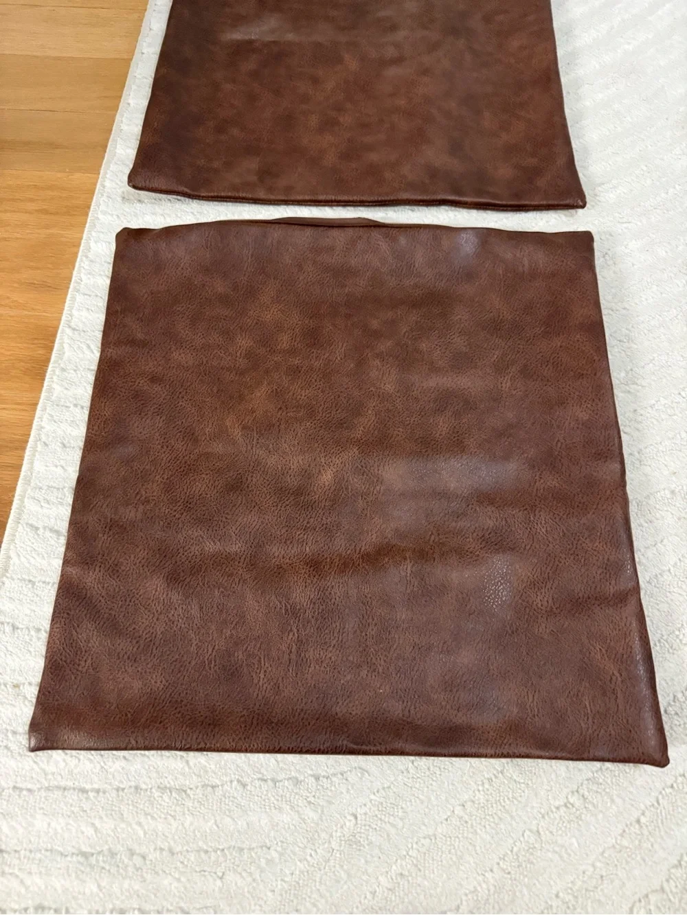 Brown Faux Leather Decorative Throw Pillow Covers Only - Set of 2